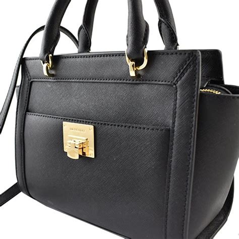 Michael Kors Tina Small Top Zip Messenger Satchel Black  